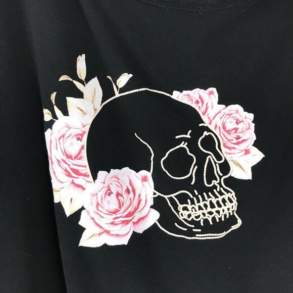 Torrid Off Shoulder Sweatshirt Women's Plus Size 2/2X Cozy Fleece Skull Black - Picture 2 of 10